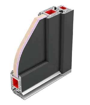 DRUTEX IGLO Energy Haustür Profil | Energieeffiziente PVC-Haustür Querschnitt einer DRUTEX IGLO Energy PVC-Haustür mit energieeffizientem Mehrkammerprofil und moderner Dämmtechnik